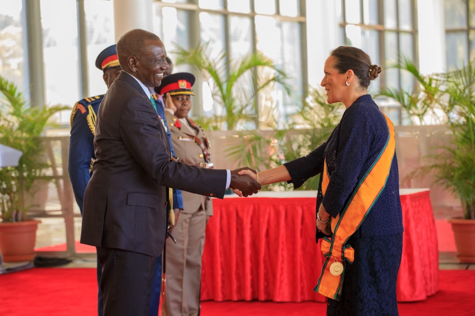President William Samoei Ruto congratulates Princess Zahra Aga Khan at State House in Nairobi on 13 February 2026.