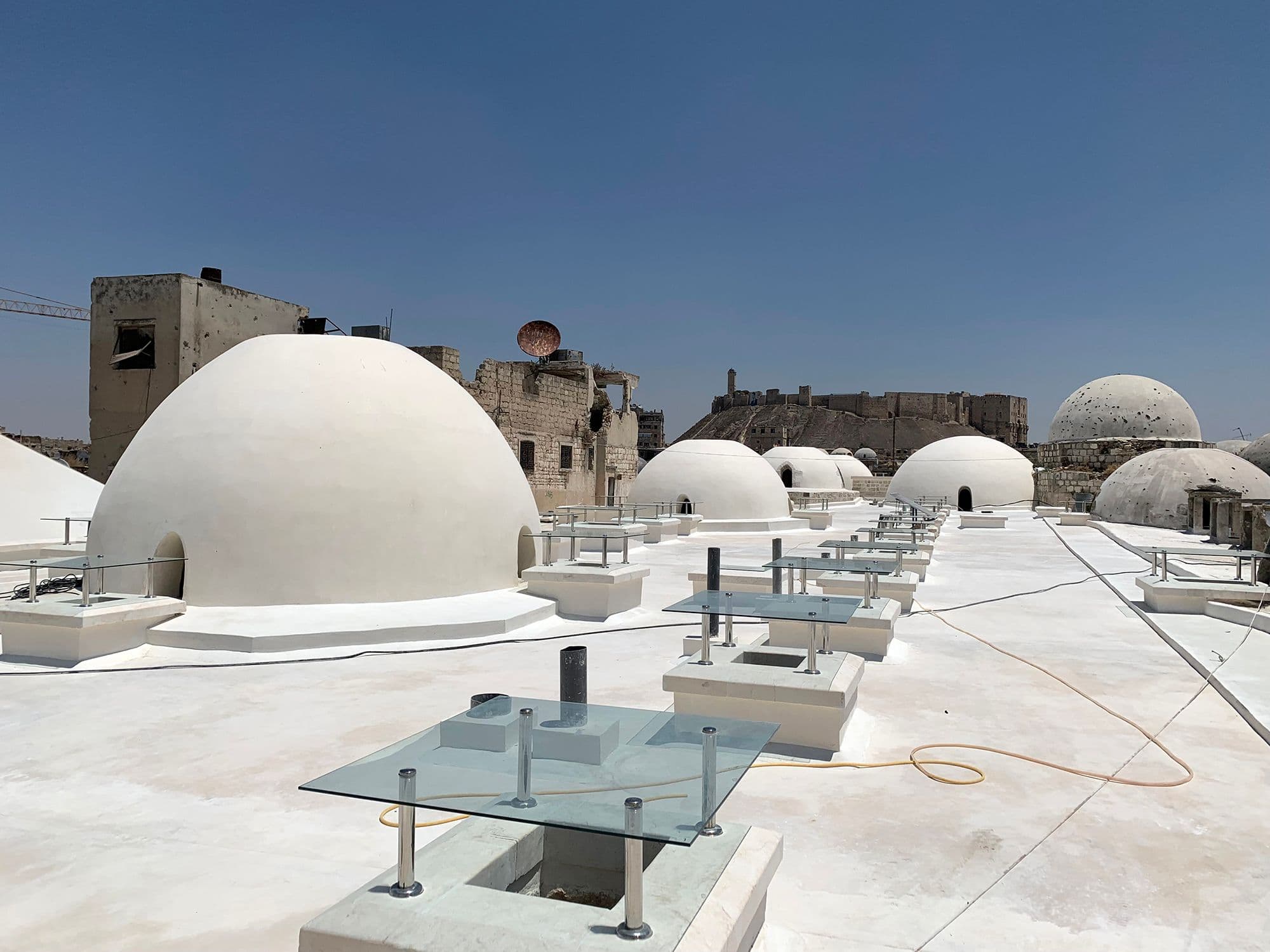 The Souk al-Saqatiyya: a flat white surface with domed structures.