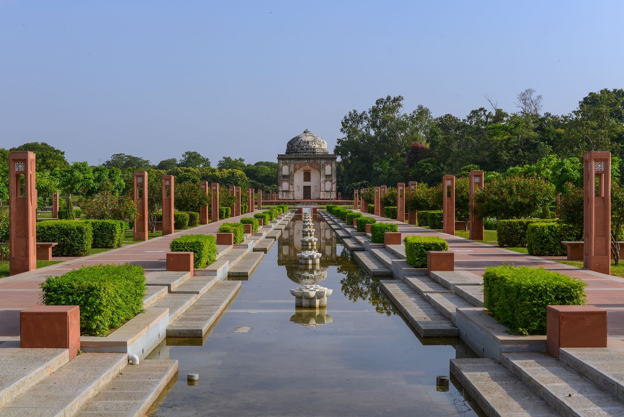 Sundar Nursery’s Central Axis with the 16th century Sundar Burj in the backdrop.